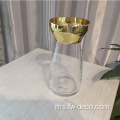 Kaca Vas Bunga Tinggi Berbingkai Emas